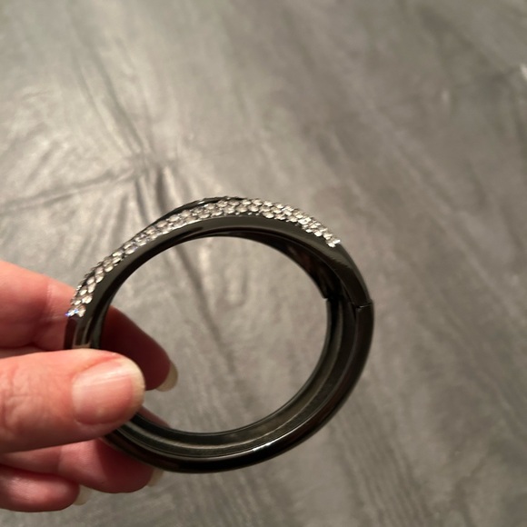 Silver Rhinestone Bangle Bracelet - Picture 2 of 4